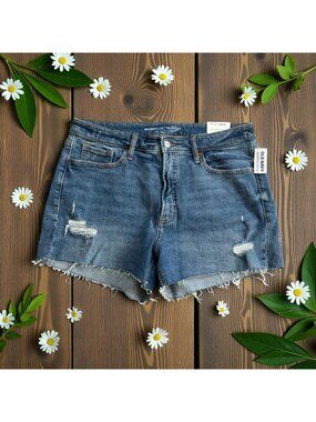OLD NAVY High Rise OG Straight Denim Shorts Size 14 NEW NWT